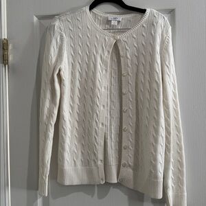 LOFT Ivory Textured Knit Cardigan